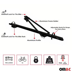 Nissan Murano Bike Carrier - Omac - Speed ALU Profil + Elegance Cross Bars - Black - '09-'14 Nissan Murano Bike Carrier - Omac - Speed ALU Profil + Elegance Cross Bars - Black - '09-'14